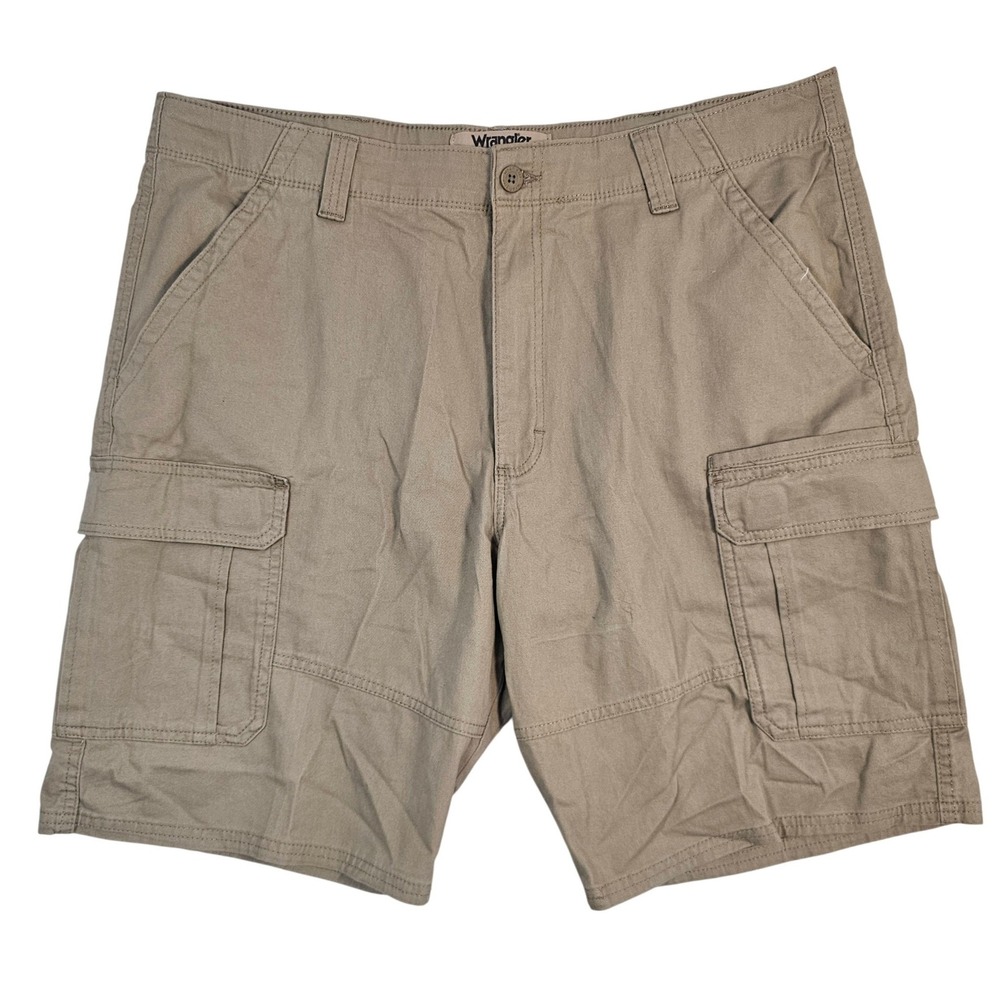Wrangler Authentics Mens Khaki Cargo Shorts 10ZM6ACGR Tan Cotton Stretch Size 38